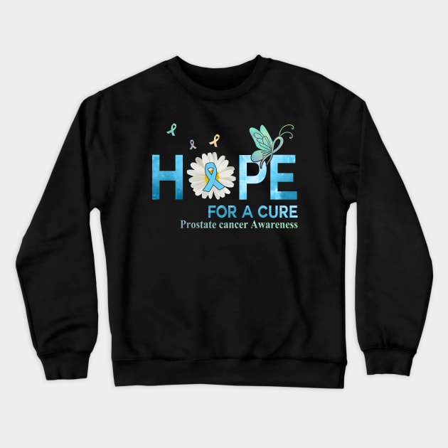 Hope For A Cure  Butterfly Flower  Prostate cancer Crewneck Sweatshirt by HomerNewbergereq